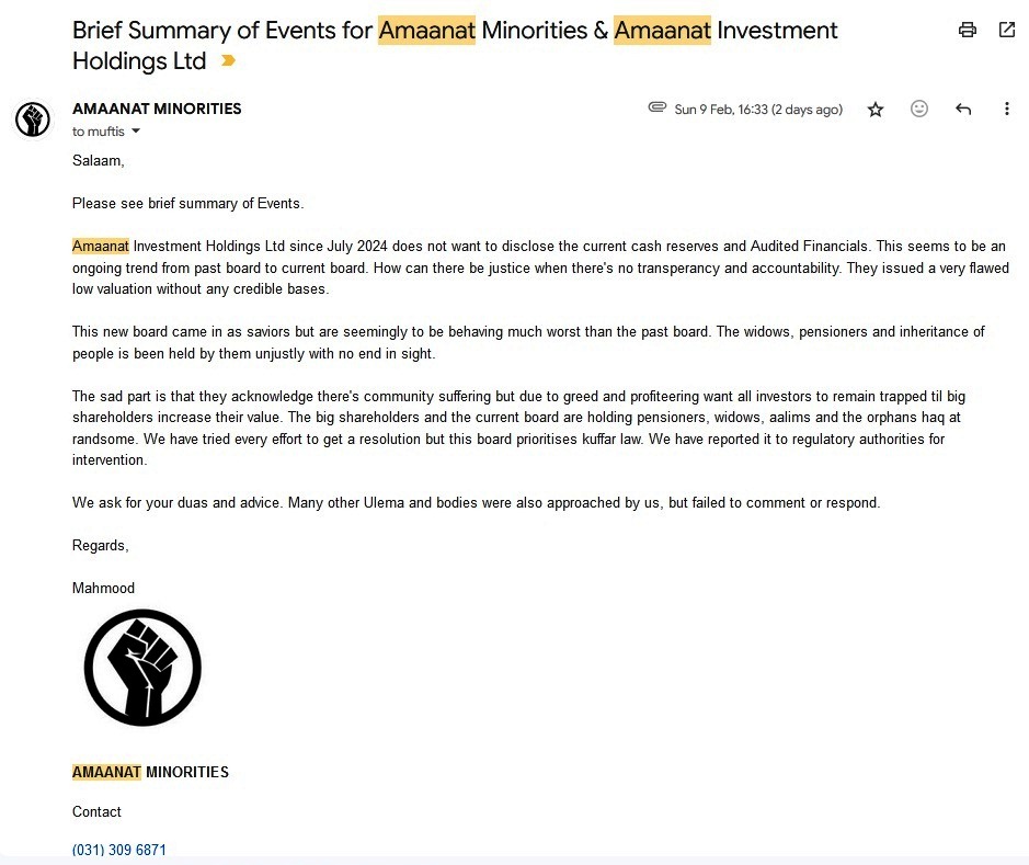 Image from “AMAANAT MINORITIES AND AMAANAT INVESTMENT”